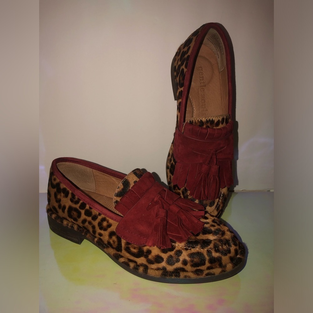 Gentle Souls Leopard and Red Loafers size 6